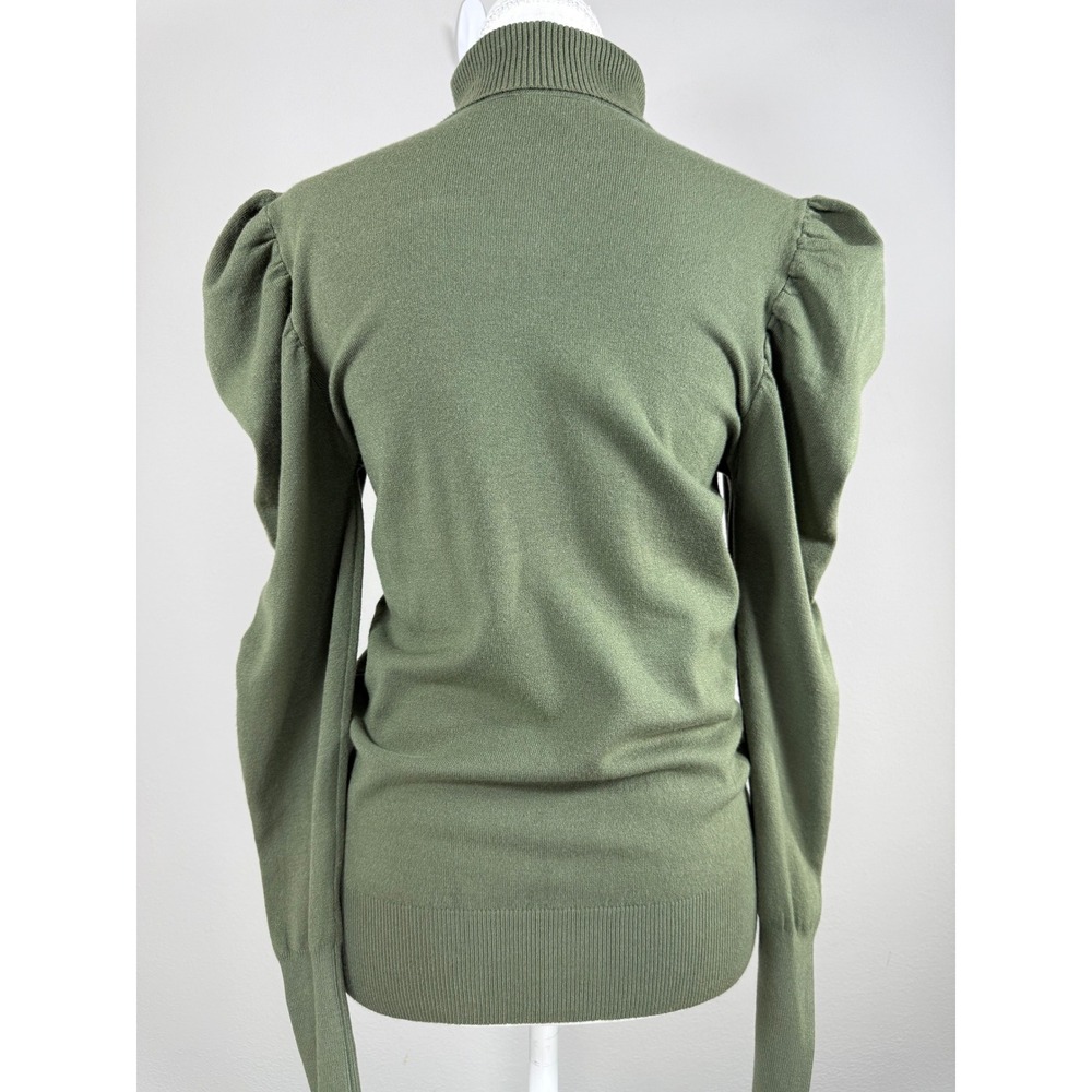 VICI Turtleneck Sweater Womens M Olive Green Puff Victorian Fall Earthy Academia - Picture 2 of 7